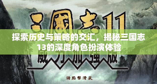 三國志13，歷史與策略的深度交匯，揭秘角色扮演的獨特體驗