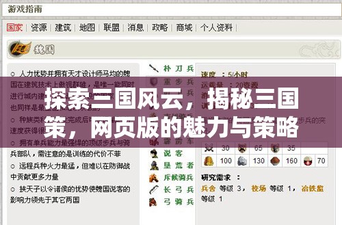 三國風(fēng)云，網(wǎng)頁版策略游戲的魅力與智慧揭秘