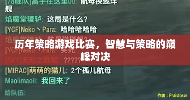 智慧與策略的巔峰對決，歷年策略游戲比賽回顧