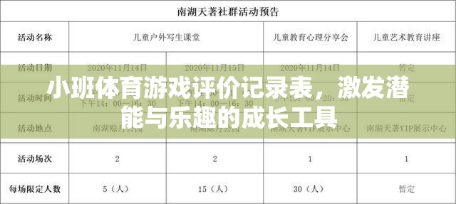 小班體育游戲評價記錄表，激發(fā)潛能與樂趣的成長工具