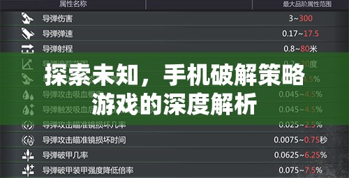 探索未知，手機破解策略游戲的深度解析